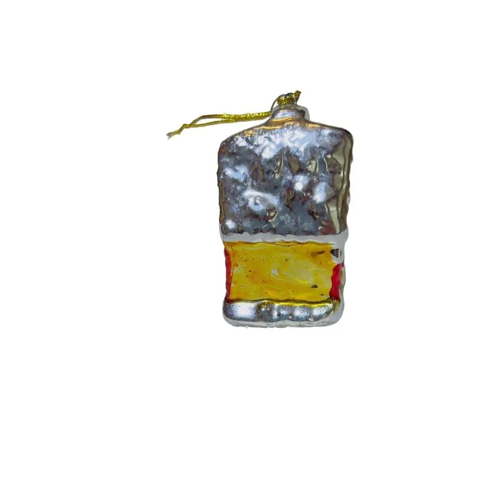 Ceramic Christmas Tree Village House Metallic Glaze Ornament 2 1/4” X 2” X 1 1/4